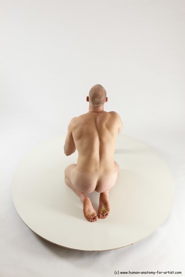 Nude Man White Kneeling poses - ALL Slim Bald Kneeling poses - on both knees Multi angles poses Realistic