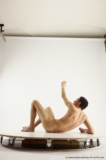 Nude Man White Laying poses - ALL Athletic Short Brown Laying poses - on back Multi angles poses Realistic