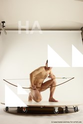 Nude Fighting Man White Slim Short Brown Multi angles poses Realistic