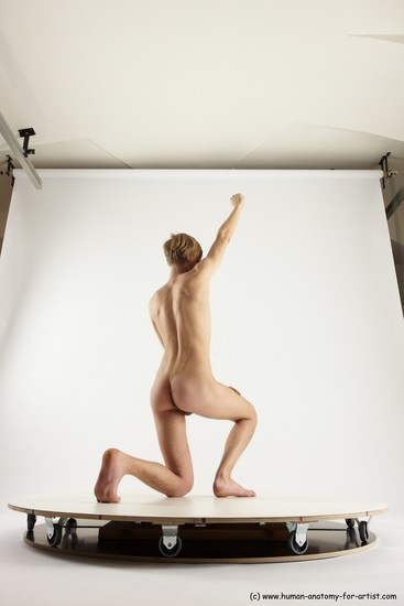 Nude Man White Kneeling poses - ALL Overweight Medium Blond Kneeling poses - on one knee Multi angles poses Realistic