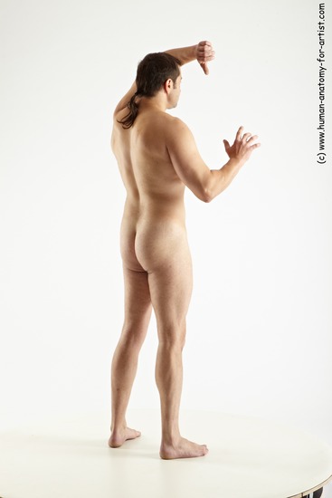 Nude Man White Standing poses - ALL Muscular Long Brown Standing poses - simple Realistic
