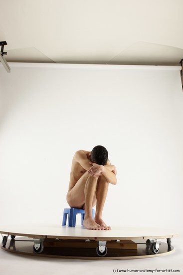 Nude Man White Sitting poses - simple Athletic Short Brown Sitting poses - ALL Multi angles poses Realistic