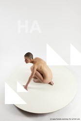 Nude Man White Slim Bald Sitting poses - ALL Sitting poses - on knees Multi angles poses Realistic