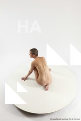 Nude Man White Slim Bald Sitting poses - ALL Sitting poses - on knees Multi angles poses Realistic