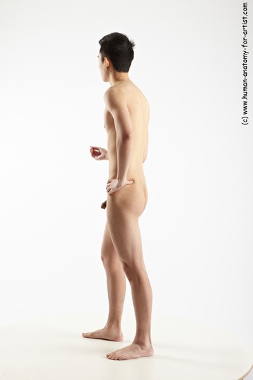 Nude Man Asian Standing poses - ALL Slim Short Black Standing poses - simple Realistic