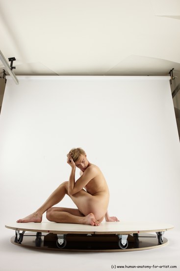 Nude Man White Sitting poses - simple Underweight Medium Brown Sitting poses - ALL Multi angles poses Realistic