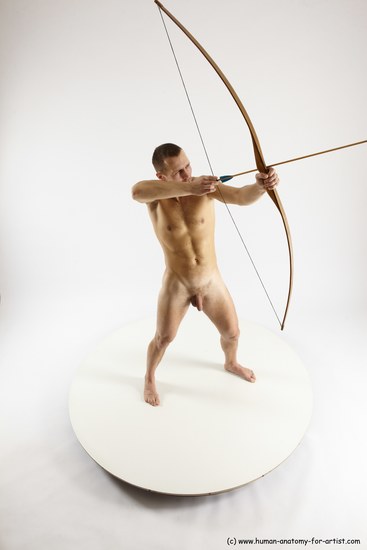 Nude Fighting Man White Slim Short Brown Multi angles poses Realistic