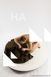 Nude Fighting with knife Man White Slim Short Brown Multi angles poses Realistic