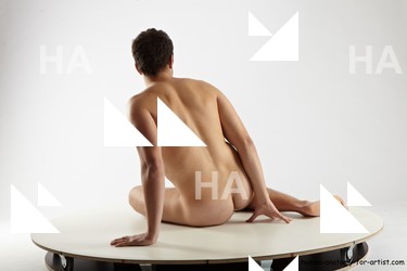 Nude Man White Sitting poses - simple Average Short Brown Sitting poses - ALL Realistic
