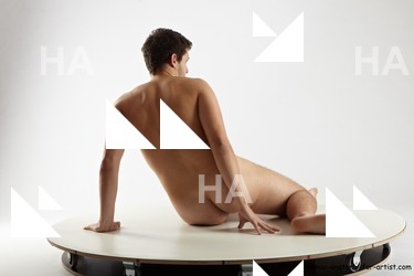 Nude Man White Sitting poses - simple Average Short Brown Sitting poses - ALL Realistic