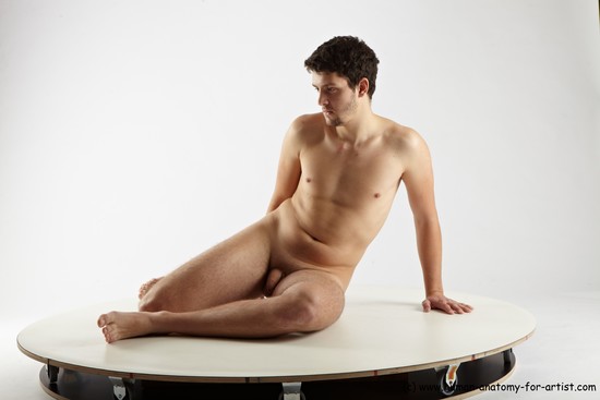 Nude Man White Sitting poses - simple Average Short Brown Sitting poses - ALL Realistic