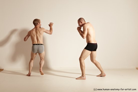 Underwear Martial art Man - Man White Moving poses Athletic Short Blond Dynamic poses Academic