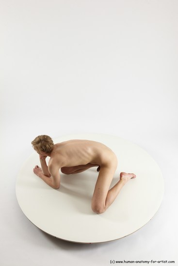 Nude Man White Underweight Medium Brown Sitting poses - ALL Sitting poses - on knees Multi angles poses Realistic