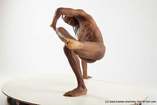 Nude Man Black Athletic Black Dancing Dreadlocks Realistic