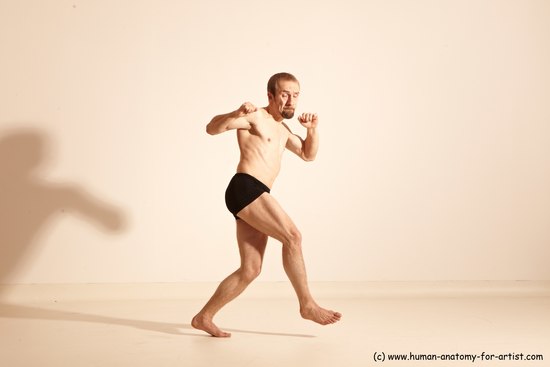 Underwear Martial art Man White Moving poses Slim Short Blond Dynamic poses Academic