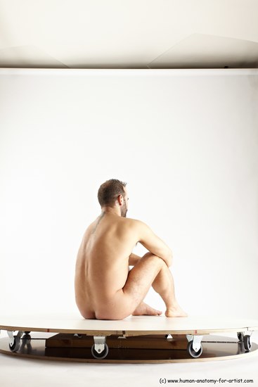 Nude Man White Sitting poses - simple Average Short Brown Sitting poses - ALL Multi angles poses Realistic