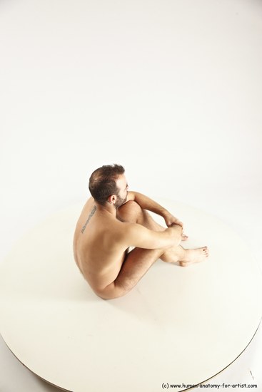 Nude Man White Sitting poses - simple Average Short Brown Sitting poses - ALL Multi angles poses Realistic