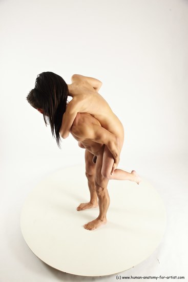 Nude Woman - Man White Standing poses - ALL Muscular Short Brown Standing poses - simple Multi angles poses Realistic