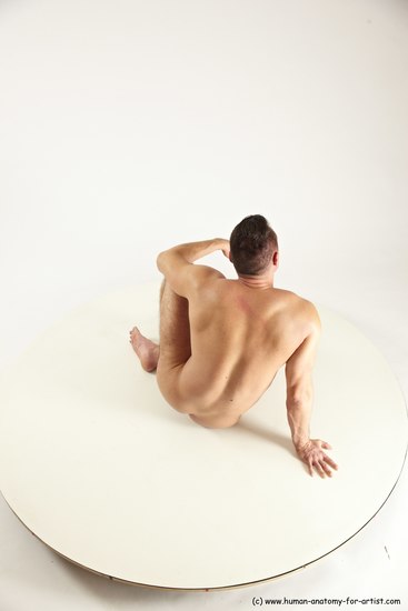 Nude Man White Sitting poses - simple Muscular Short Brown Sitting poses - ALL Multi angles poses Realistic