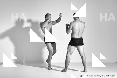 Underwear Martial art Man - Man White Moving poses Athletic Short Brown Dynamic poses Academic