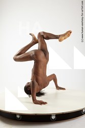 Underwear Gymnastic poses Man Black Athletic Black Dancing Dreadlocks Dynamic poses Academic