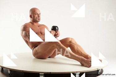 Swimsuit Gymnastic poses Man White Standing poses - ALL Muscular Bald Standing poses - simple Standard Photoshoot Academic