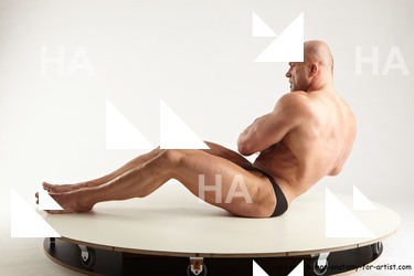 Swimsuit Gymnastic poses Man White Standing poses - ALL Muscular Bald Standing poses - simple Standard Photoshoot Academic