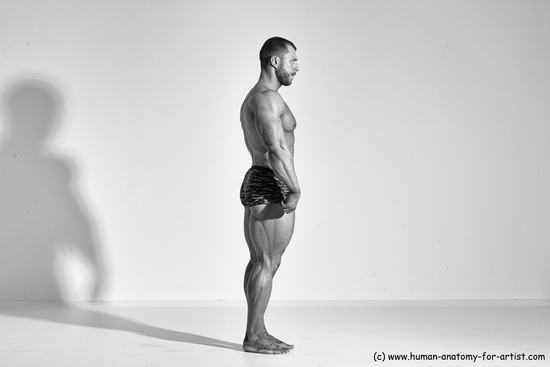 Underwear Man White Moving poses Muscular Short Brown Dynamic poses Academic