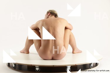 Nude Woman - Man White Sitting poses - simple Slim Long Blond Sitting poses - ALL Multi angles poses Realistic