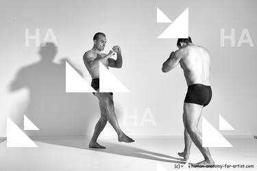 Underwear Martial art Man - Man White Moving poses Athletic Short Brown Dynamic poses Academic