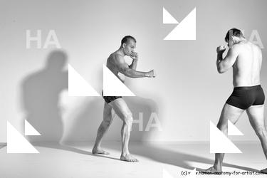 Underwear Martial art Man - Man White Moving poses Athletic Short Brown Dynamic poses Academic