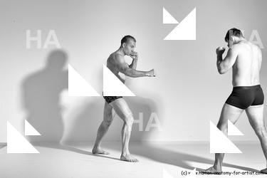 Underwear Martial art Man - Man White Moving poses Athletic Short Brown Dynamic poses Academic