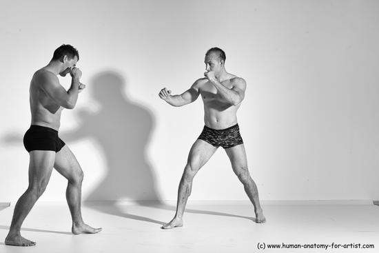 Underwear Martial art Man - Man White Moving poses Athletic Short Brown Dynamic poses Academic