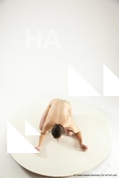 Nude Gymnastic poses Man White Athletic Short Brown Multi angles poses Realistic