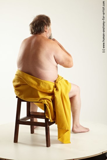 Drape Man White Sitting poses - simple Overweight Short Grey Sitting poses - ALL Academic