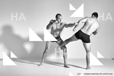 Underwear Martial art Man - Man White Moving poses Athletic Short Brown Dynamic poses Academic