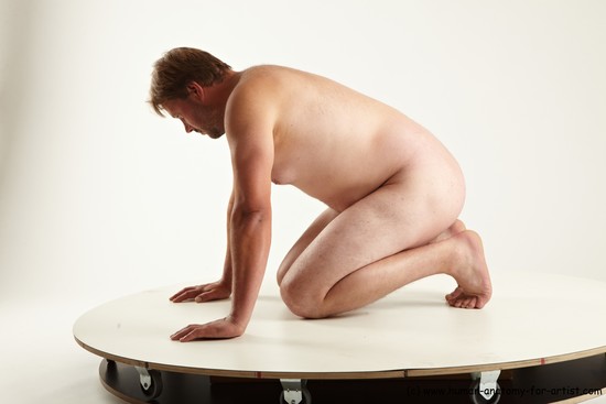 Nude Man White Kneeling poses - ALL Average Short Blond Kneeling poses - on both knees Realistic