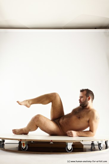 Nude Man White Laying poses - ALL Average Short Brown Laying poses - on side Multi angles poses Realistic