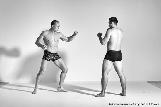 Underwear Martial art Man - Man White Moving poses Athletic Short Brown Dynamic poses Academic