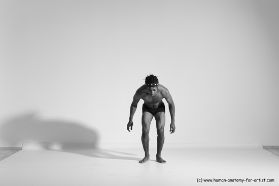 Underwear Gymnastic poses Man Black Athletic Black Dancing Dreadlocks Dynamic poses Academic