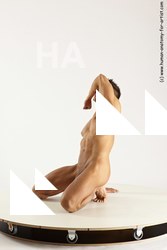 Nude Man White Muscular Short Brown Sitting poses - ALL Sitting poses - on knees Multi angles poses Realistic