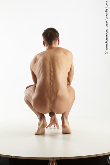 Nude Man White Standing poses - ALL Muscular Short Brown Standing poses - knee-bend Realistic
