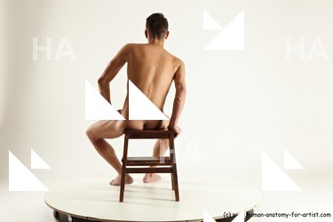 Nude Man White Sitting poses - simple Slim Short Brown Sitting poses - ALL Multi angles poses Realistic