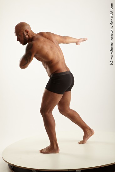 Underwear Man Black Standing poses - ALL Muscular Bald Standing poses - simple Academic