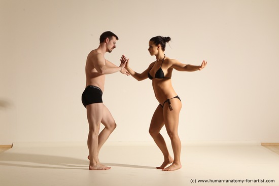 Underwear Woman - Man White Average Short Brown Dancing Dynamic poses Academic