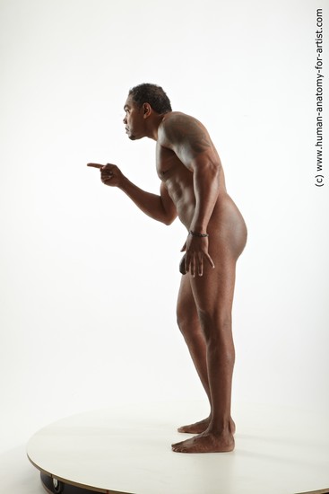 Nude Man Black Standing poses - ALL Muscular Short Black Standing poses - simple Realistic