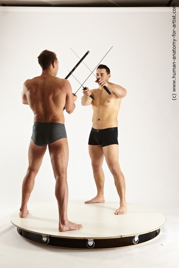 Underwear Fighting Man - Man White Standing poses - ALL Muscular Short Brown Standing poses - simple Dynamic poses Academic