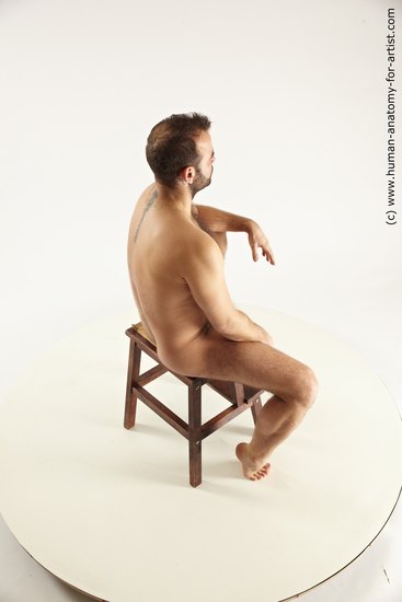Nude Man White Sitting poses - simple Average Short Brown Sitting poses - ALL Multi angles poses Realistic