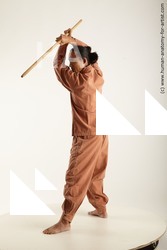 Sportswear Fighting Man Asian Standing poses - ALL Slim Long Black Standing poses - simple Academic