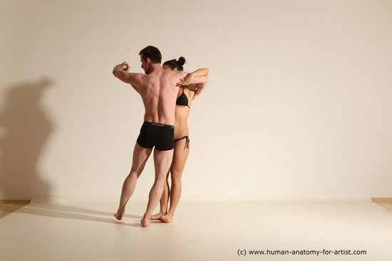 Underwear Woman - Man White Average Short Brown Dancing Dynamic poses Academic